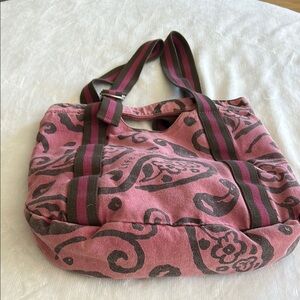 Life Is Good Pink and Black Patterned Tote